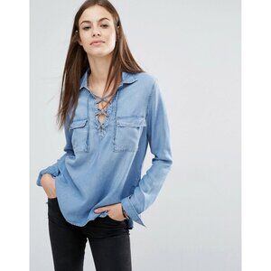 Abercrombie & Fitch Super Soft Lace Up Denim Shirt